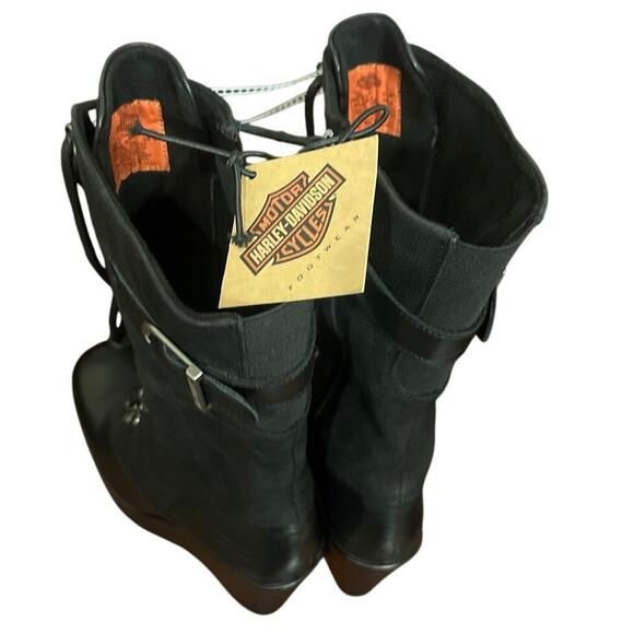 Harley-Davidson Women's Celina Black 10.75-Inch Fashion Wedge Boots Sz 7.5 - Picture 7 of 8